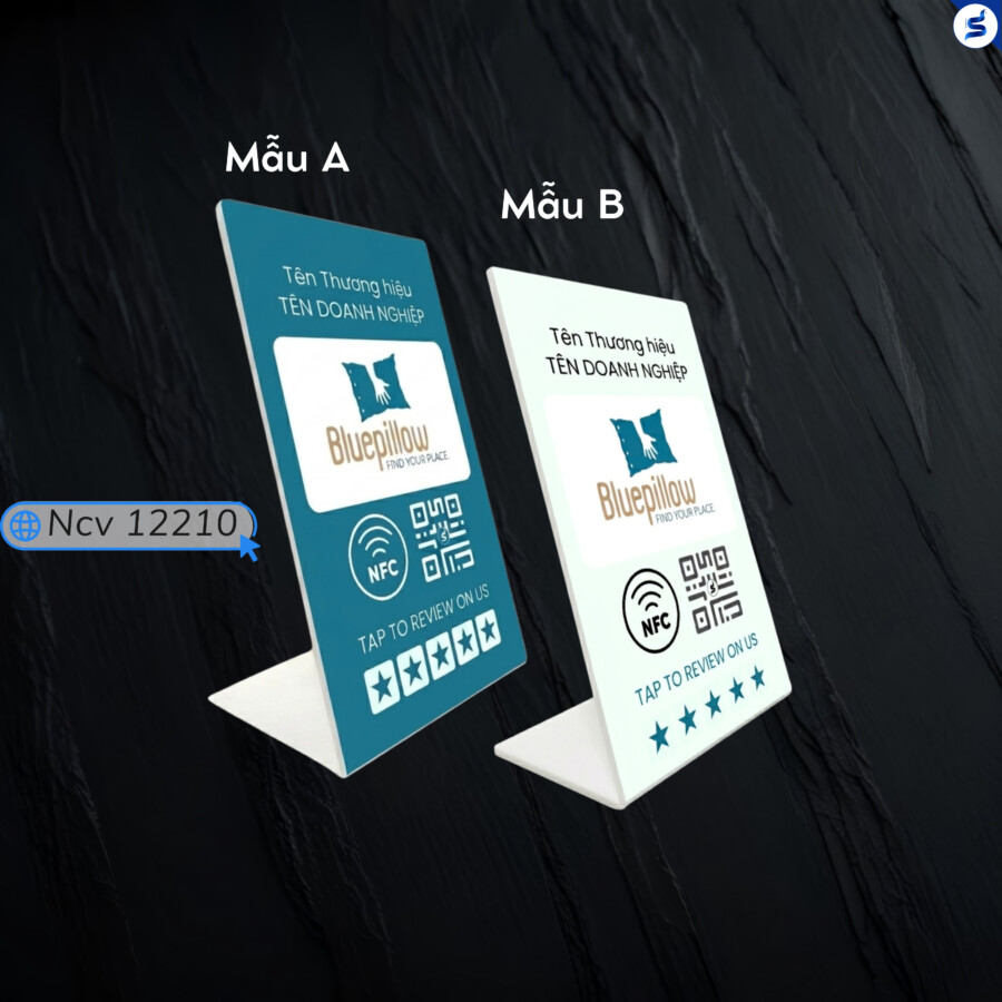 Bảng Review Bluepillow NFC + QR chạm NFC hoặc quét QR - 1 bảng review Bluepillow